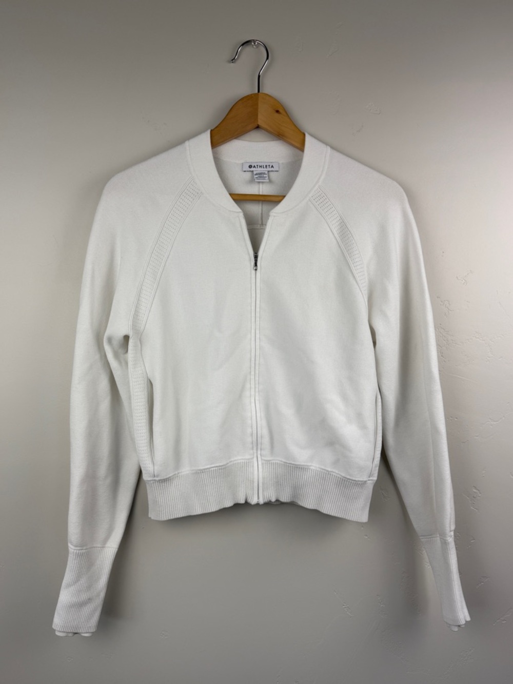 Athleta White Zip Front Cropped Jacket Size Medium